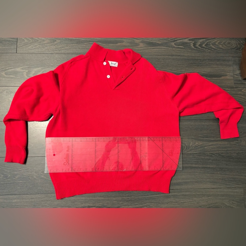 Pringle Of Scotland Sweater Adult Extra Large Red Long Sleeve Polo Casual Men's
